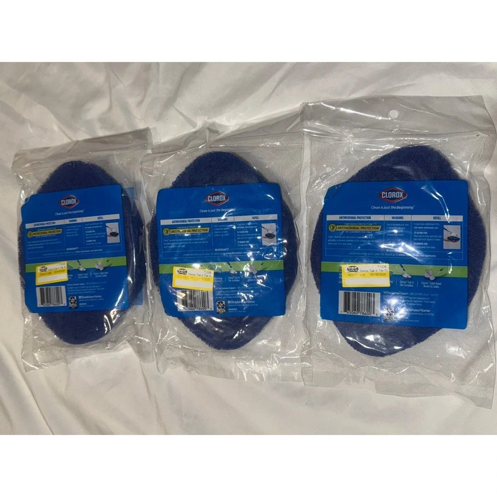 3 Clorox Tub and Tile Scrubber REFILL Pads Non-Scratch Antimicrobial